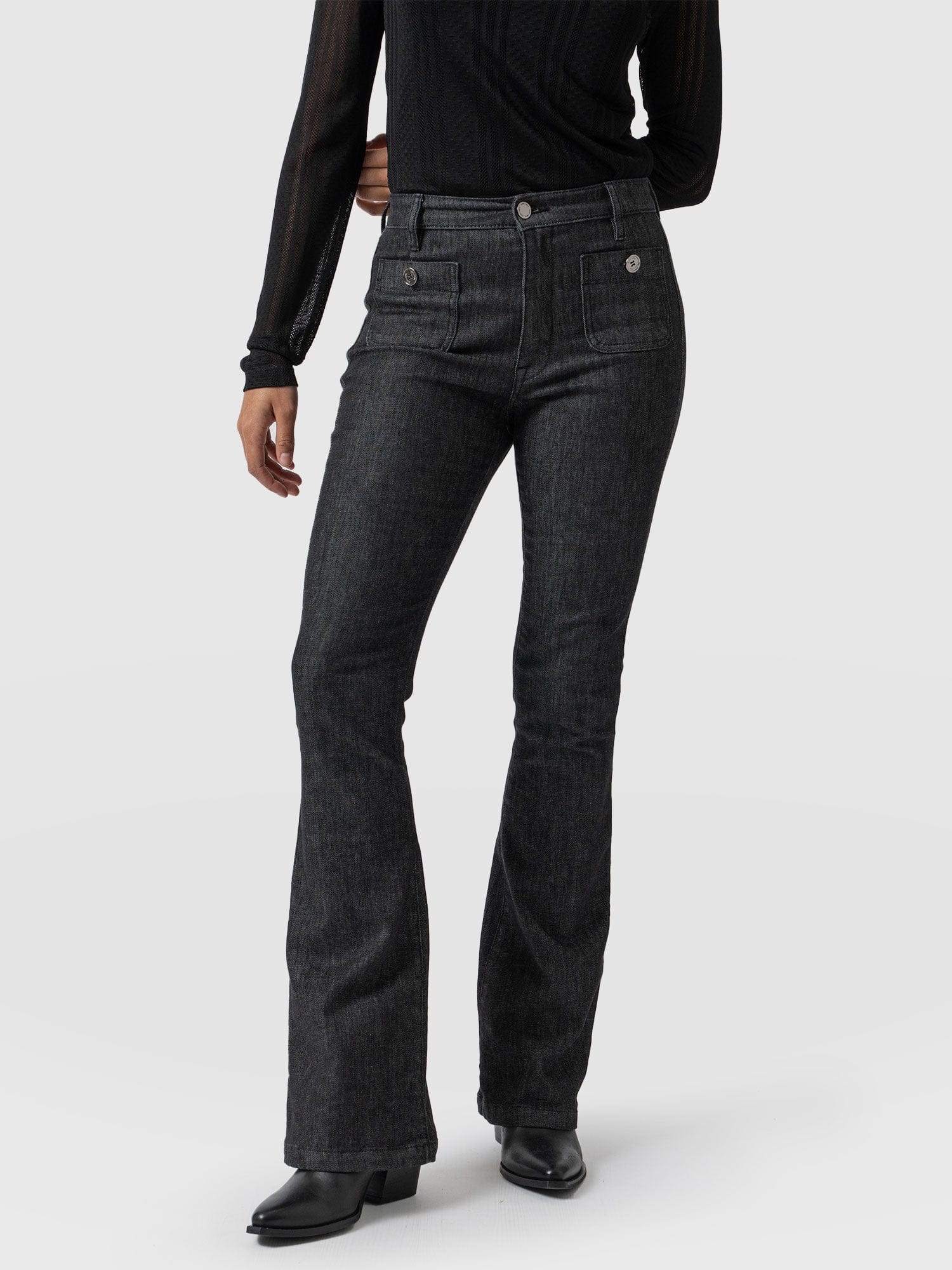 Bowie Stretch Flare Jeans Black - Women's Jeans | Saint + Sofia® EU